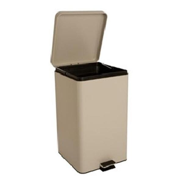 Can Trash SS/Enml Fnsh 8gal Step-On Pedal Overlapping Lid Beige Square Each